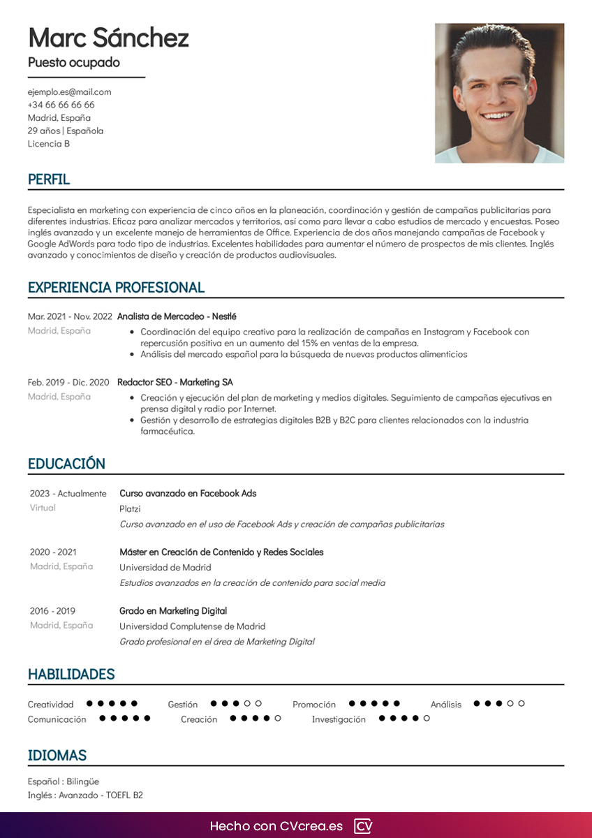 Curriculum Vitae De Administrativo Ejemplos Y Plantillas