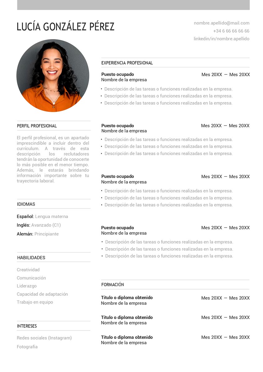 plantilla curriculum word sencilla gratis cvcrea