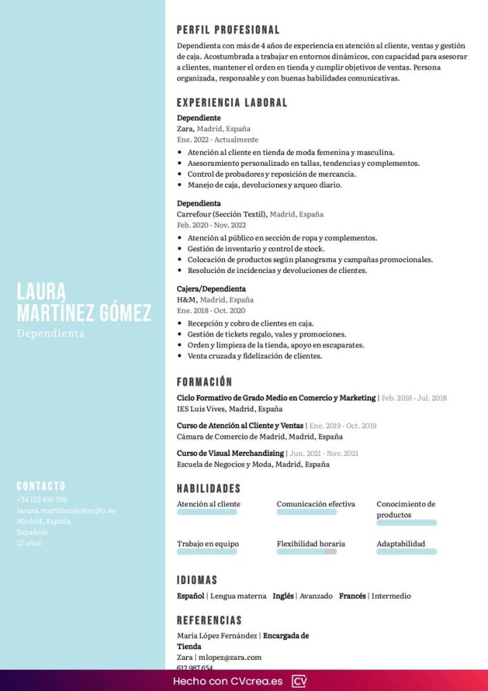 plantilla de curriculum sin foto